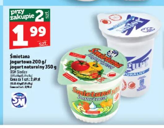 Śmietana jogurtowa OSM Siedlce +1 wariant