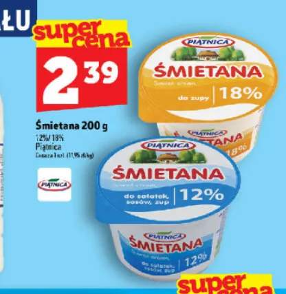 Śmietana 18% Piątnica +1 wariant