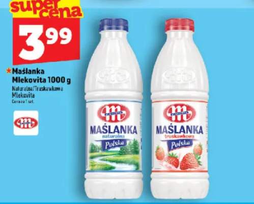 Maślanka truskawkowa Mlekovita +1 wariant