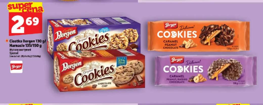 Ciastka Bergen Original Cookies Chocolate Chip +2 warianty