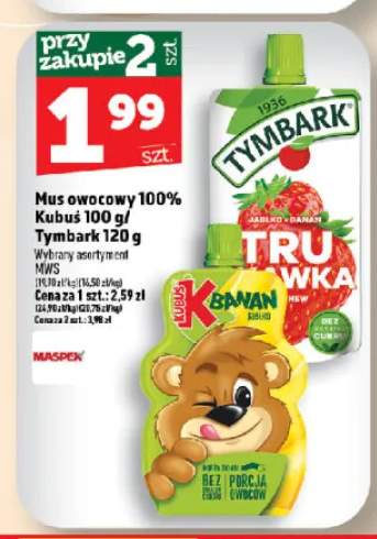 Mus owocowy 100% Kubuś / Tymbark +2 warianty