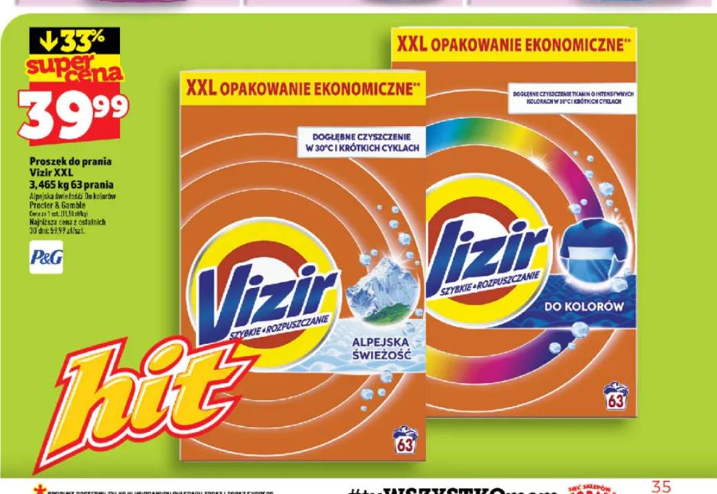Proszek do prania Vizir XXL Alpejska Świeżość +1 wariant
