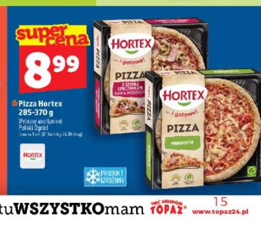 Pizza mrożona Hortex z szynką i pieczarkami +1 wariant
