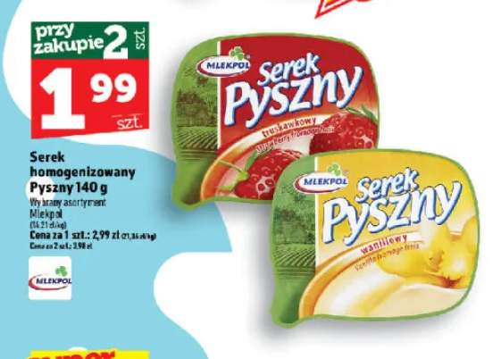 Serek homogenizowany Pyszny Mlekpol truskawkowy