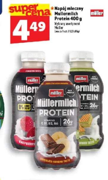 Napój mleczny Mullermilch Protein o smaku waflowym +1 wariant