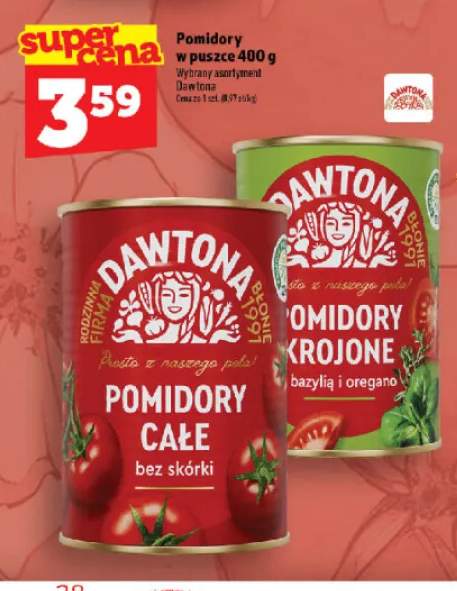 Pomidory krojone z bazylią i oregano w puszce Dawtona