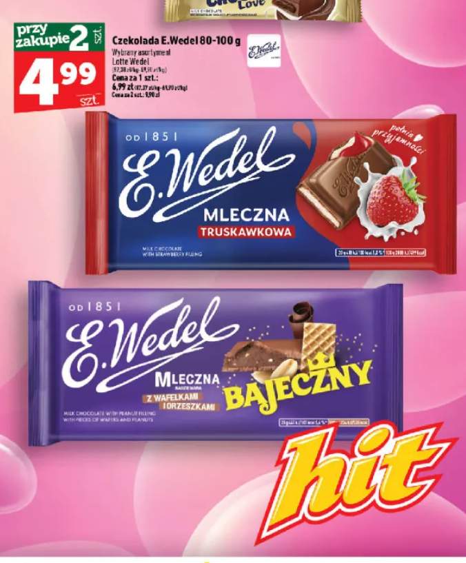 Czekolada mleczna truskawkowa E.Wedel +1 wariant