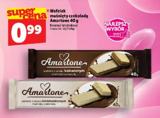 Wafelek Amartone o smaku kakaowym muśnięty czekoladą +1 wariant