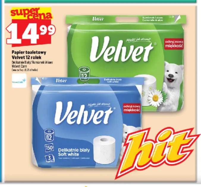 Papier toaletowy Velvet Delikatnie Biały 12-pak +1 wariant