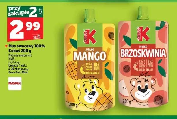 Mus owocowy 100% jabłko mango Kubuś +1 wariant