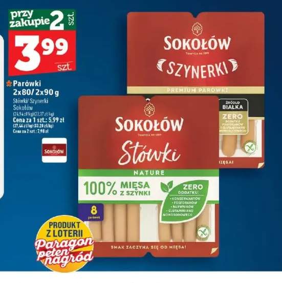 Parówki Szynerki Sokołów 2-pak +1 wariant