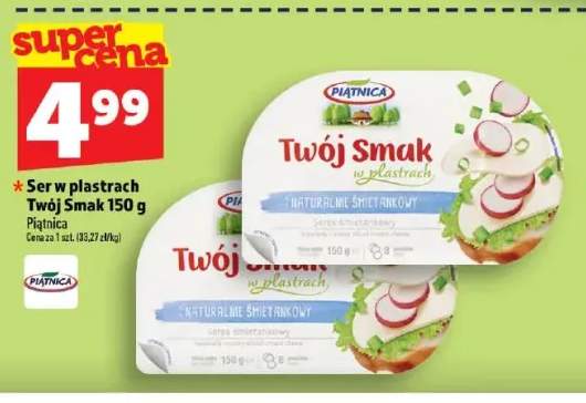 Ser w plastrach Twój Smak naturalnie śmietankowy Piątnica