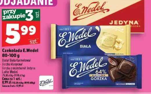 Czekolada biała karmelowa E.Wedel +4 warianty