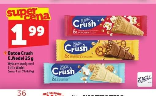 Baton Crush Caramel White Chocolate & Popcorn Flavour E.Wedel +2 warianty