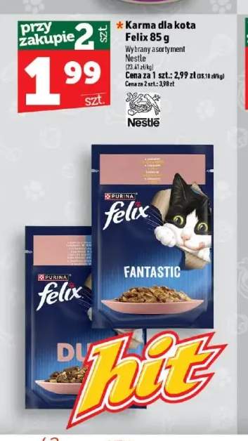 Karma dla kota Felix Fantastic z łososiem w galaretce +1 wariant