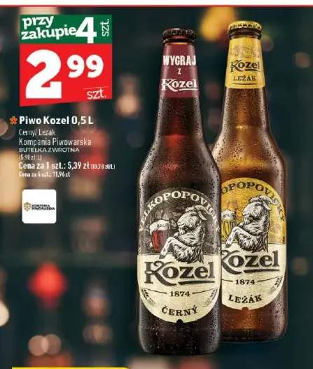 Piwo Kozel Černý +1 wariant