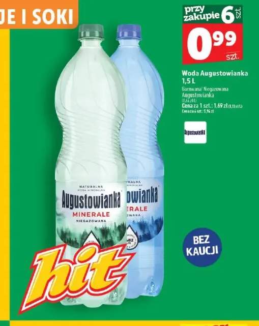 Woda niegazowana Augustowianka +1 wariant