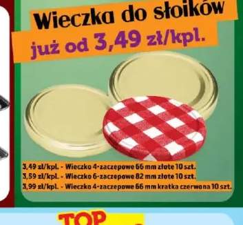Wieczka do słoików 4-zaczepowe 66 mm złote 10-pak +2 warianty