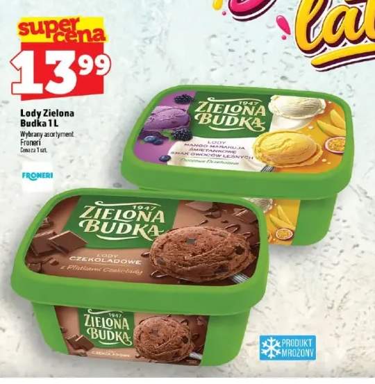 Lody Zielona Budka czekoladowe z płatkami czekolady +1 wariant