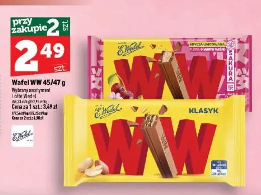 Wafel WW o smaku kwiatu wiśni E.Wedel +1 wariant