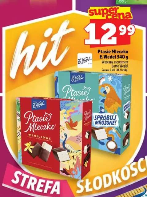 Ptasie Mleczko waniliowe w czekoladzie deserowej E.Wedel +1 wariant
