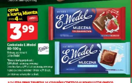 Czekolada mleczna truskawkowa E.Wedel +1 wariant