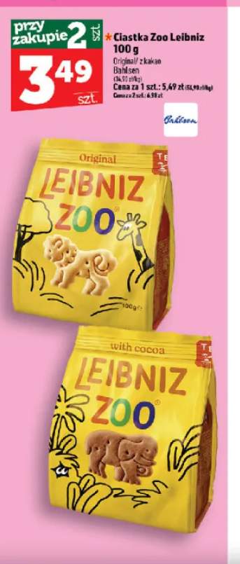 Ciastka Zoo Leibniz z kakao +1 wariant