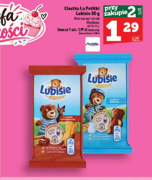 Ciastka Lu Petitki Lubisie z nadzieniem czekoladowym +1 wariant