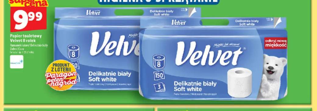 Papier toaletowy Velvet 8 rolek Rumianek i aloes +1 wariant