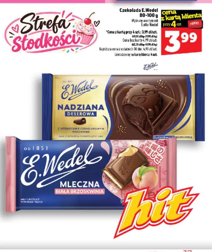 Czekolada E.Wedel nadziana deserowa +1 wariant