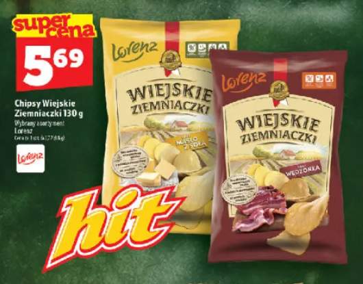 Chipsy Wiejskie Ziemniaczki o smaku masło z solą Lorenz +1 wariant
