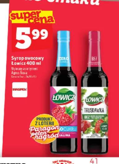 Syrop owocowy Łowicz zero cukru malina +1 wariant