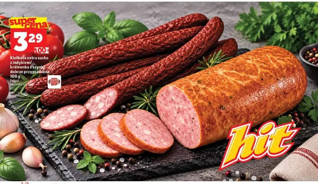 Kiełbasa extra sucha z indykiem Pekpol +1 wariant