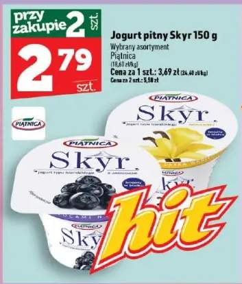 Jogurt pitny Skyr waniliowy Piątnica +1 wariant