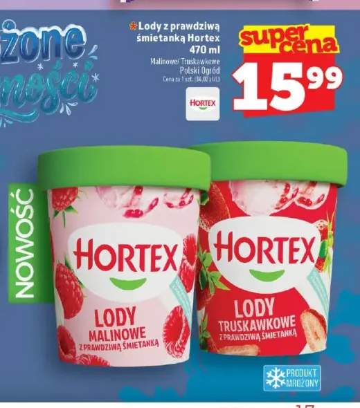 Lody z prawdziwą śmietanką malinowe Hortex +1 wariant