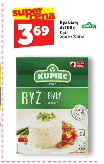 Ryż biały 4-pak 100 g Kupiec