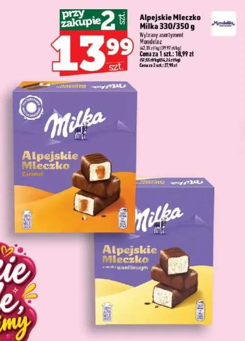 Alpejskie Mleczko o smaku waniliowym Milka +1 wariant