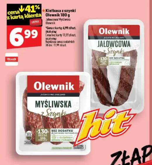Kiełbasa z szynki Olewnik jałowcowa +1 wariant