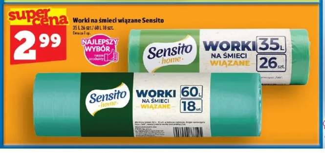 Worki na śmieci wiązane 35 l Sensito +1 wariant