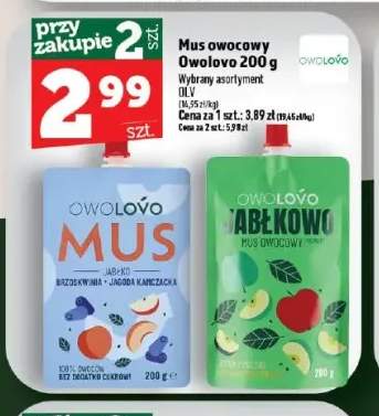 Mus owocowy Owolovo jabłko brzoskwinia jagoda kamczacka +1 wariant