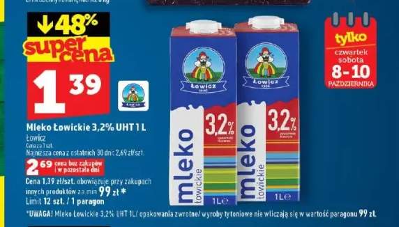 Mleko UHT Łowickie Łowicz 3,2%