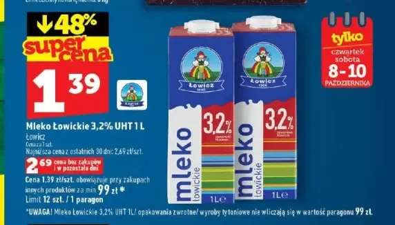 Mleko UHT Łowickie Łowicz 3,2%