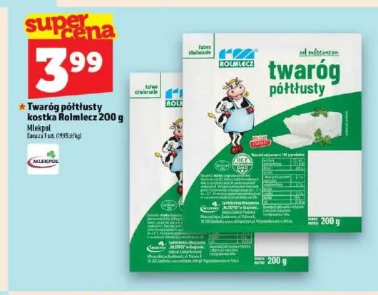 Twaróg półtłusty kostka Rolmlecz