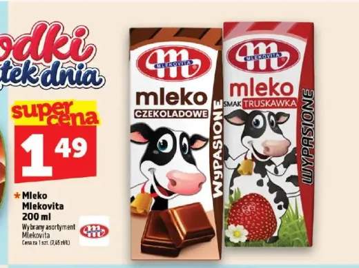 Mleko truskawkowe Wypasione Mlekovita +1 wariant