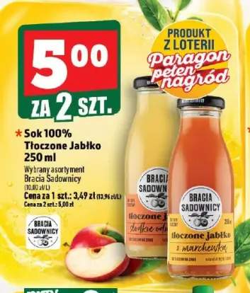 Sok tłoczone jabłko z marchewką Bracia Sadownicy 100% +1 wariant