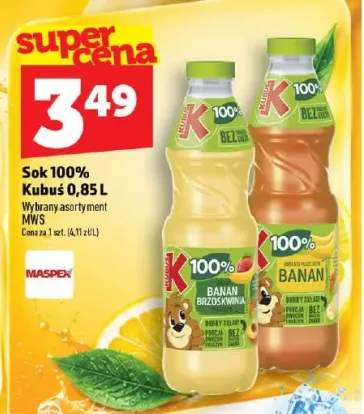 Sok Kubuś banan brzoskwinia 100% +1 wariant