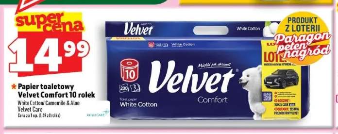 Papier toaletowy Velvet Comfort White Cotton 10 rolek +1 wariant