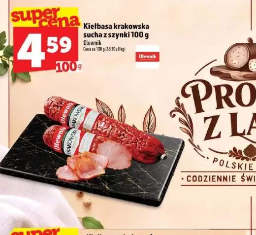 Kiełbasa krakowska sucha z szynki Olewnik
