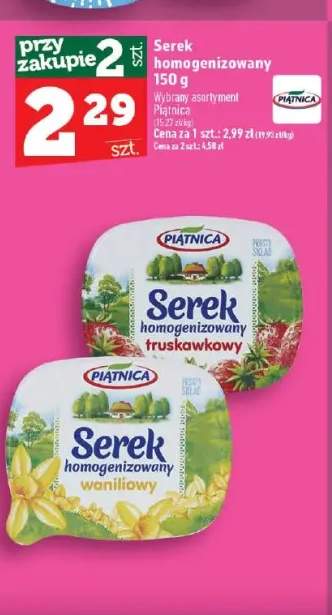 Serek homogenizowany truskawkowy Piątnica +1 wariant