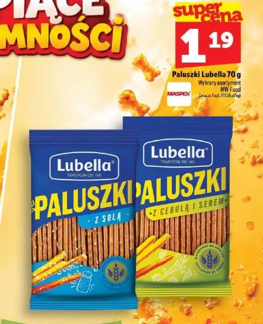 Paluszki Lubella z solą +1 wariant